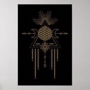 Tribal Mandala Line Art Geometrie Mondelemente Poster