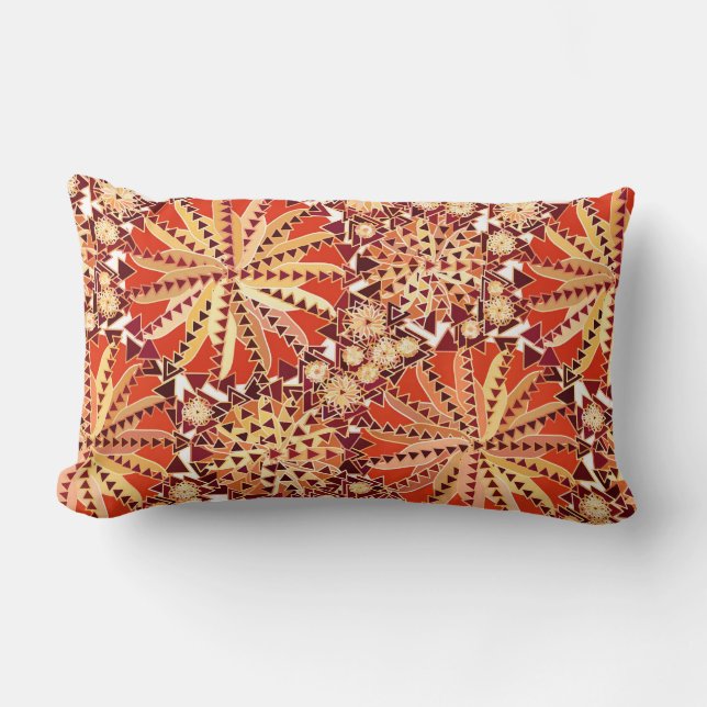 Tribal Mandala Print, Rost Orange und Braun Lendenkissen (Vorderseite)