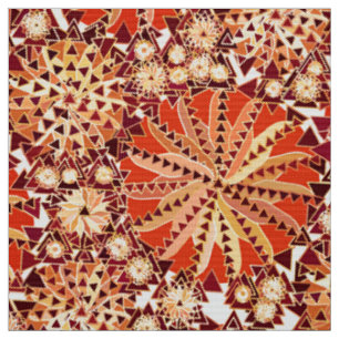 Tribal Mandala Print, Rost Orange und Braun Stoff