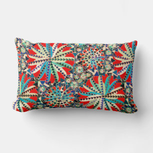 Tribal Mandala Print, Rot, Blau und Creme Lendenkissen