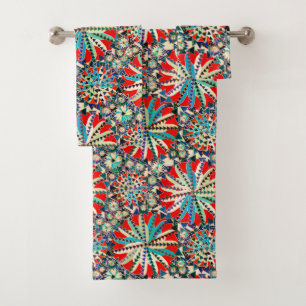 Tribal Mandala Print, Rouge, Bleu et Crème