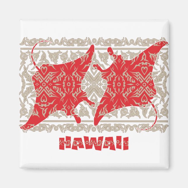 Tribal-Manta-Ray-Red Magnet (Vorne)