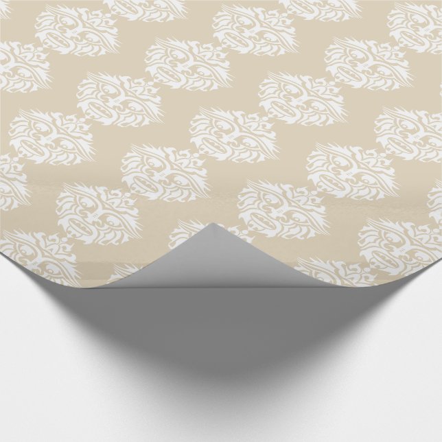 Tribal Mask - Beige glänzende Umschlagpapier, 30"  Geschenkpapier (Ecke)
