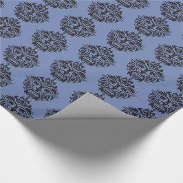 Tribal Mask - Blaugraues glänzendes Papier, 30" Geschenkpapier
