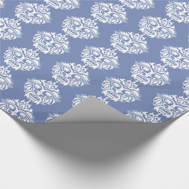 Tribal Mask - Blaugraues glänzendes Papier, 30" Geschenkpapier (Ecke)