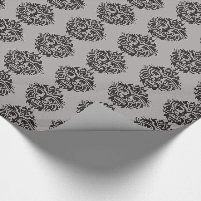 Tribal Mask - Graues glänzendes Schleifpapier, 30" Geschenkpapier (Ecke)