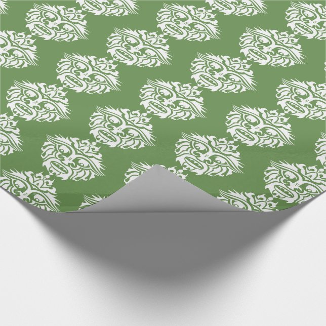 Tribal Mask - grünes, glänzendes Papier, 30" x 6 Geschenkpapier (Ecke)