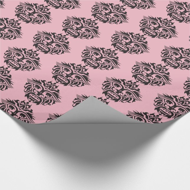 Tribal Mask - rosa glänzendes Papier, 30" x 6' Geschenkpapier (Ecke)