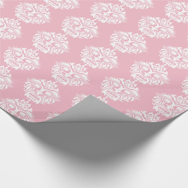 Tribal Mask - rosa glänzendes Papier, 30" x 6' Geschenkpapier (Ecke)