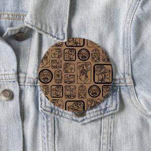 Tribal MAYA altertümliches Maskenmuster 1 Button