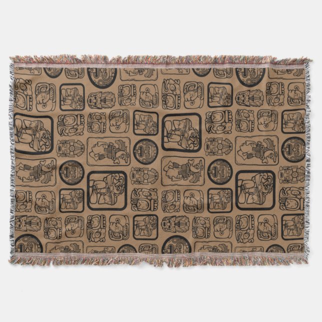 Tribal MAYA altertümliches Maskenmuster 1 Decke (Vorderseite)