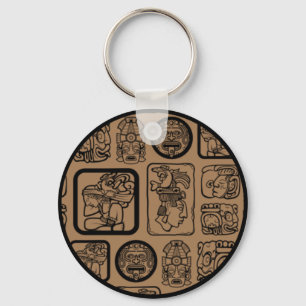 Tribal MAYA altertümliches Maskenmuster 1 Schlüsselanhänger