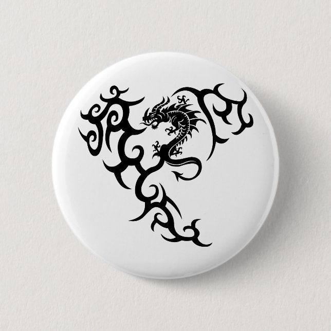 Tribal mit Drache Button (Vorderseite)