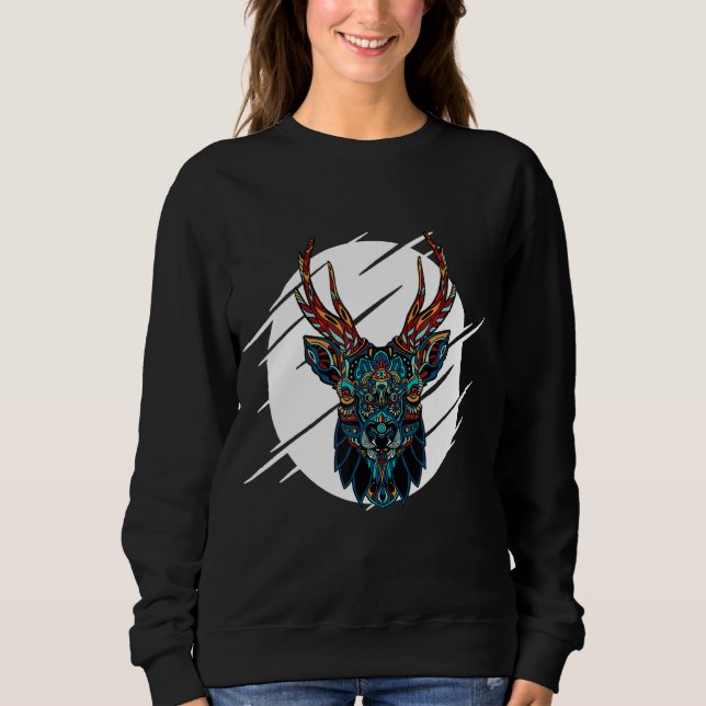 Tribal Moose Head Sweatshirt (Vorderseite)