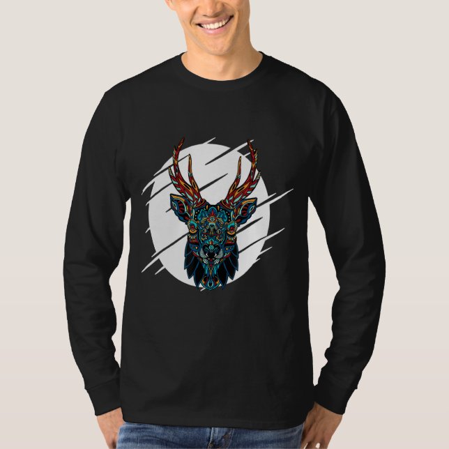 Tribal Moose Head T-Shirt (Vorderseite)
