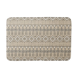 Tribal Mudcloth Muster, Creme, Beige, Schwarz Badematte
