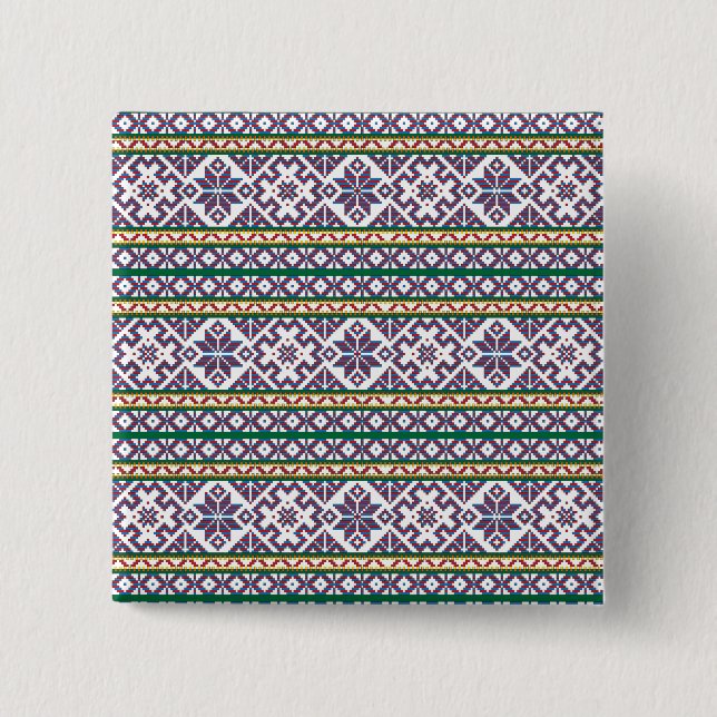 Tribal Multicfarbenes altes Symbol Folkloredesign Button (Vorderseite)