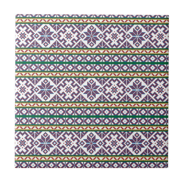 Tribal Multicfarbenes altes Symbol Folkloredesign Fliese (Vorderseite)
