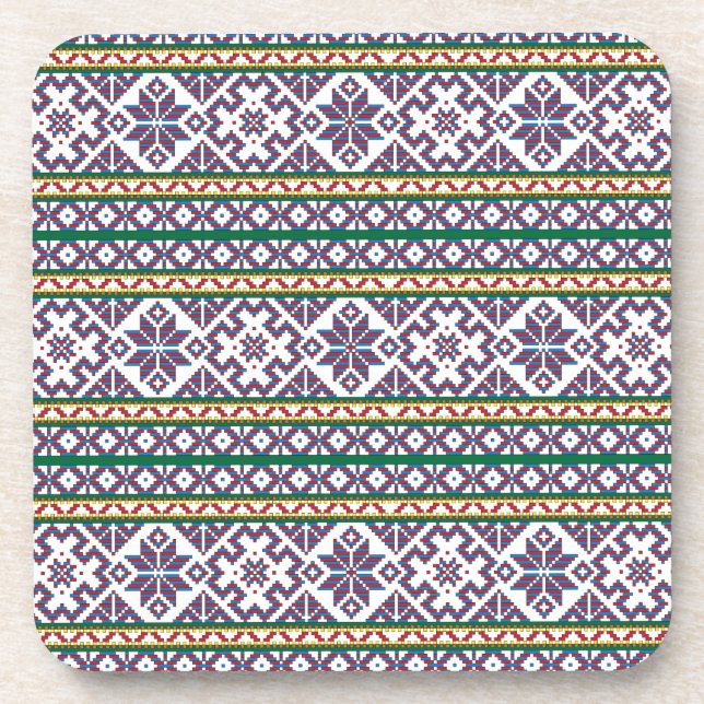 Tribal Multicfarbenes altes Symbol Folkloredesign Untersetzer (Vorderseite)