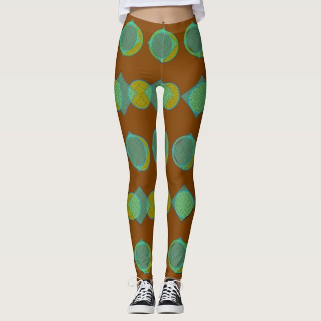 Tribal Muster III Handmade Yoga Pants Leggings (Vorderseite)