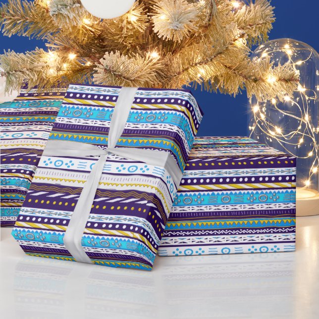 Tribal Muster Mix Wrapping Paper Geschenkpapier (Feiertage)