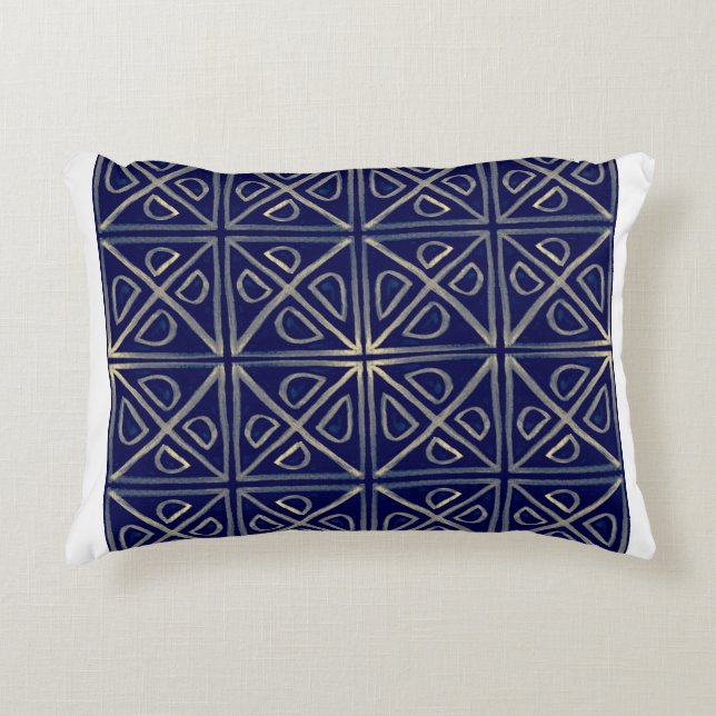 Tribal Nahtlose Blaue geometrische Muster. Striped Dekokissen (Vorderseite)