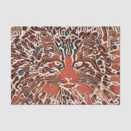 Tribal Native Abstrakt Mosaic Tabby Cat Orange Art Seidenpapier