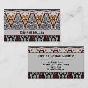 Tribal Native Red Gray Black Gold Muster Visitenkarte