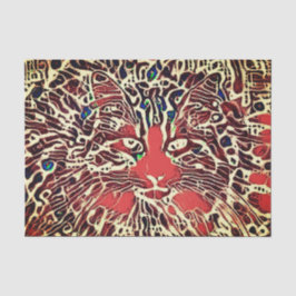 Tribal Native Tabby Cat Orange Brown Mosaik Art Seidenpapier