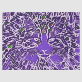 Tribal Niedlich Tabby Cat Abstrakte Lila Hippie Ar Seidenpapier