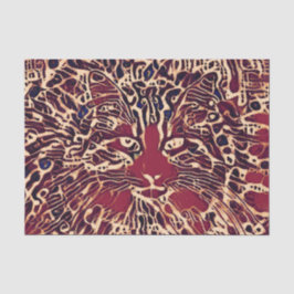 Tribal Niedlich Tabby Cat Red Brown Hippie Art Seidenpapier