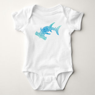 Tribal Ombre Blues Hammerhead Baby Strampler