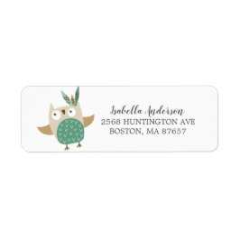 Tribal Owl Wild One Baby Dusche Adressetikett
