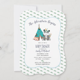 Tribal Panda Baby Boy Shower Einladung