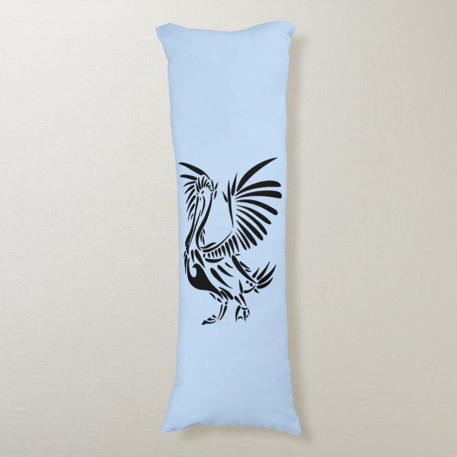 Tribal Pelican Art on Blue Seitenschläferkissen (Vorderseite Vertikal)