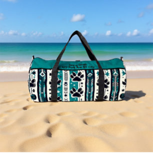 Tribal-Pfotenabdruck Teal-Monogramm personalisiere Duffle Bag