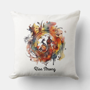 Tribal Phoenix Watercolor Mandala, kundenspezifisc Kissen