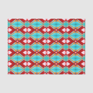 Tribal Pink Aquamarin Red Bright Art Muster Decoup Seidenpapier