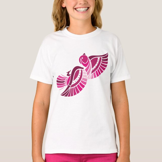 Tribal Pink Bird Stylized Magenta Phoenix T-Shirt (Vorderseite)