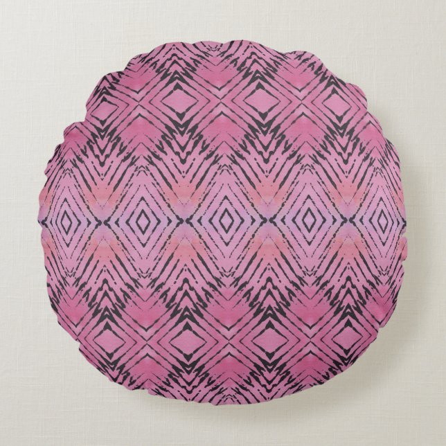 Tribal Pink Rundkissen Rundes Kissen (Vorderseite)