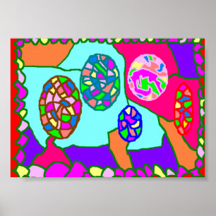 Tribal primitives Kunstposter in lebhaften Farben Poster