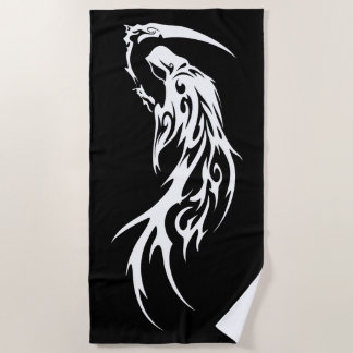 Tribal-Reaper-Minimal-Schwarz-Weiß-Dunkles-Design Strandtuch