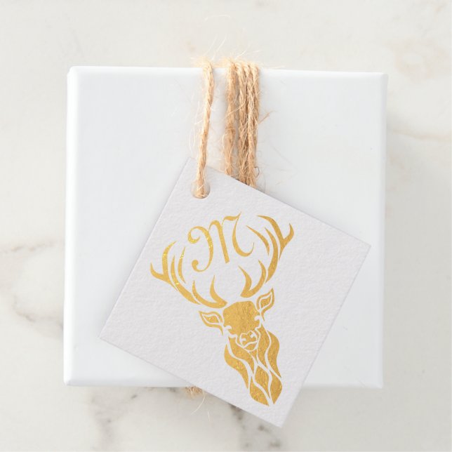 Tribal Red Stag Monogram Geschenkanhänger (Mit Box)