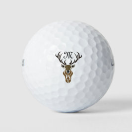 Tribal Red Stag Monogram Golfball