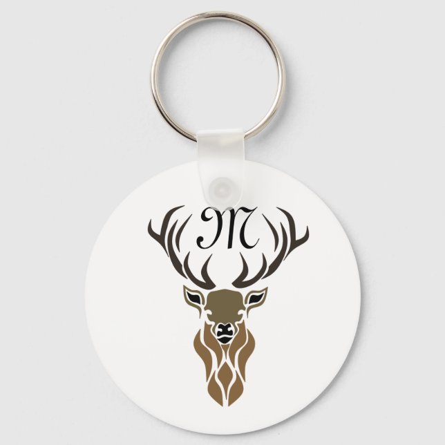 Tribal Red Stag Monogram Schlüsselanhänger (Vorderseite)