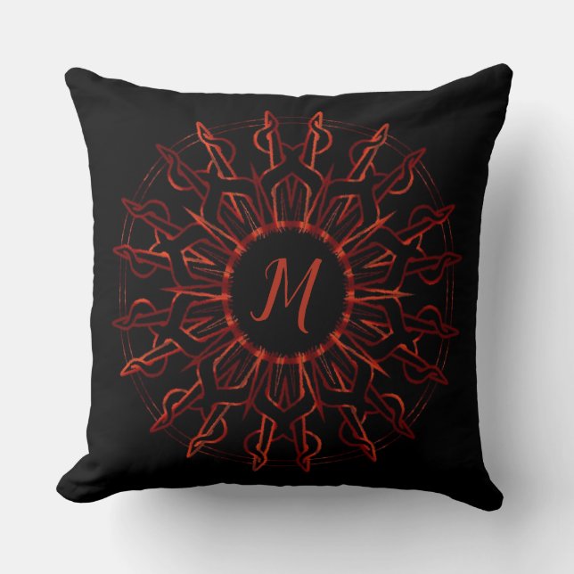 Tribal Red Sun Throw Kissen (Vorderseite)