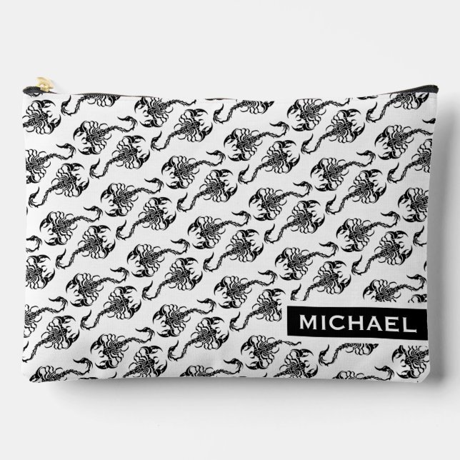 Tribal Scorpion Pattern Modern Personalised Zubehörtasche (Vorderseite)