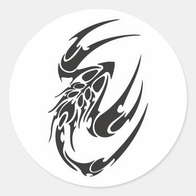 Tribal Scorpion Tattoo Design Runder Aufkleber (Vorderseite)