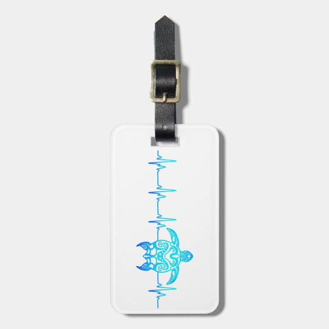 Tribal Sea Turtle Heartbeat EKG Gepäckanhänger (Vorderseite vertikal)