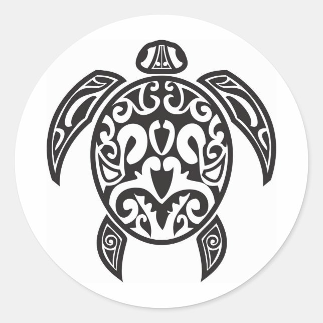 Tribal Sea Turtle Runder Aufkleber (Vorderseite)
